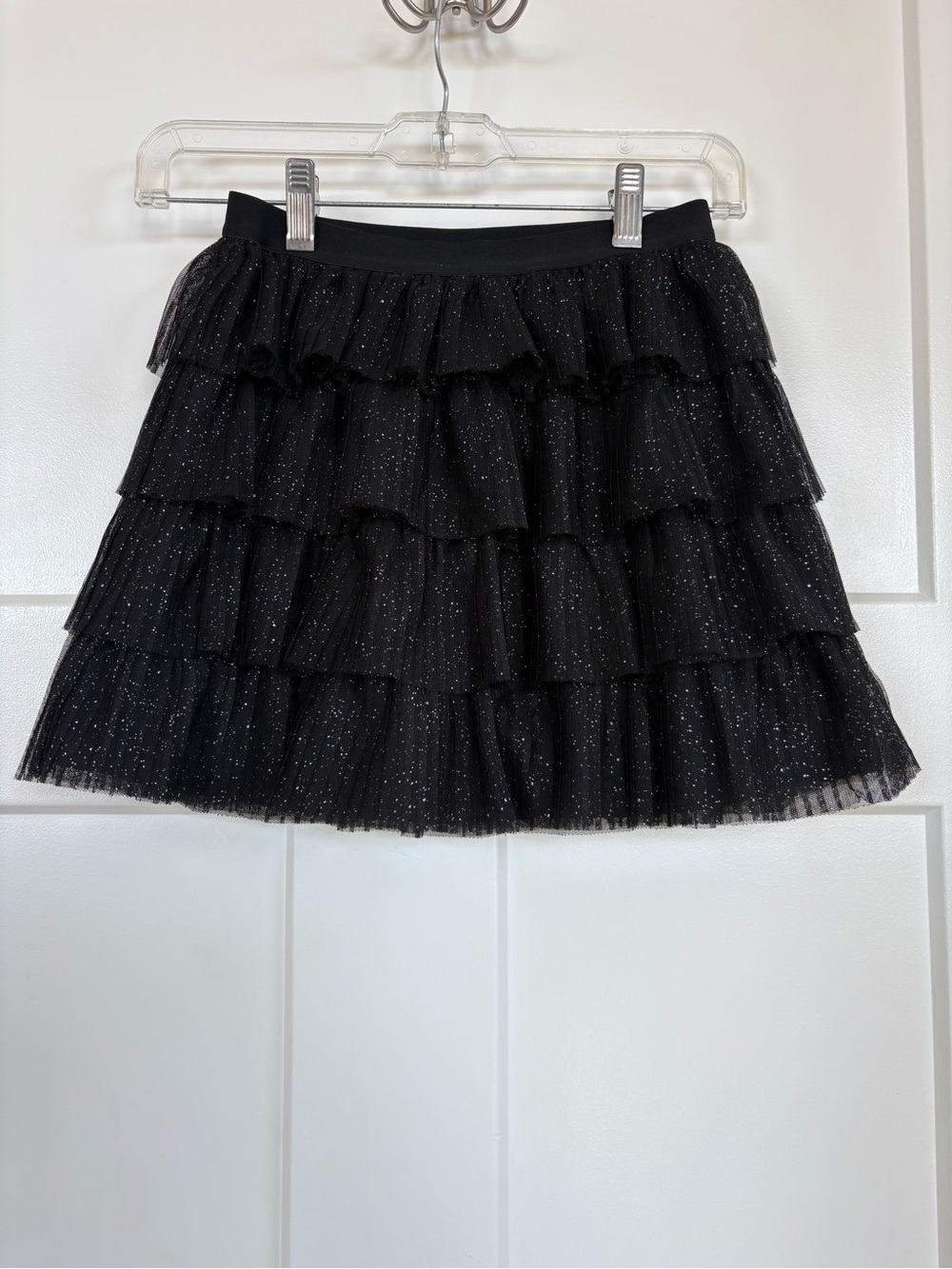Cat & Jack Black Sparkle Tiered Tulle Skirt Size 7/8